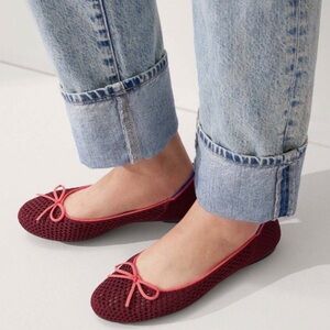 NEW Rothy's The Ballet Flat Bow Berry Mesh Size 8 1/2 US